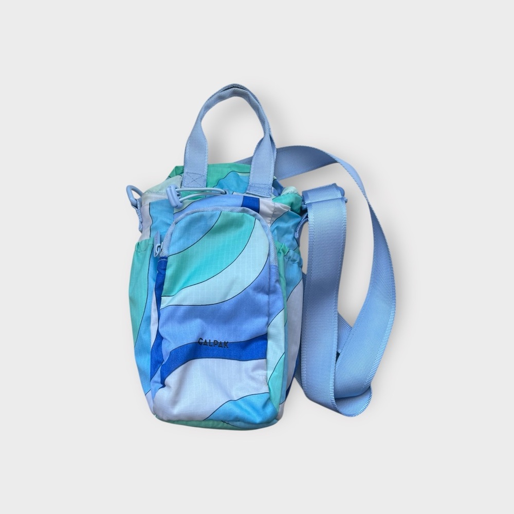 CALPAK Luka Mini Duffel Crossbody in Blue Swirl Print